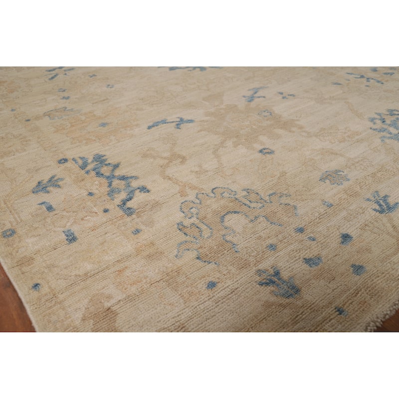 Vegetable Dye Oushak Turkish Rug Hand-Knotted Beige Wool Carpet - 5'0"x 6'7" - 5'0"x 6'7" - Ivory/Beige