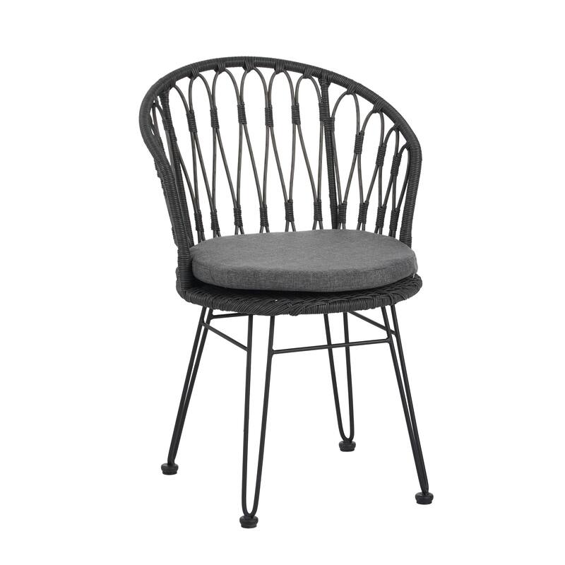 Tavon Wicker Outdoor Dining Chairs with Cushion by Christopher Knight Home