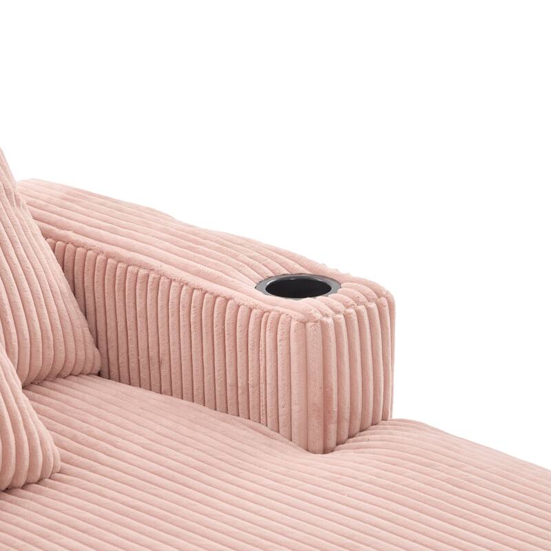 GDFStudio - Corduroy Recliner Sofa with USB Charging, RGB LED Light Strip - Suitable for Living Room and Bedroom