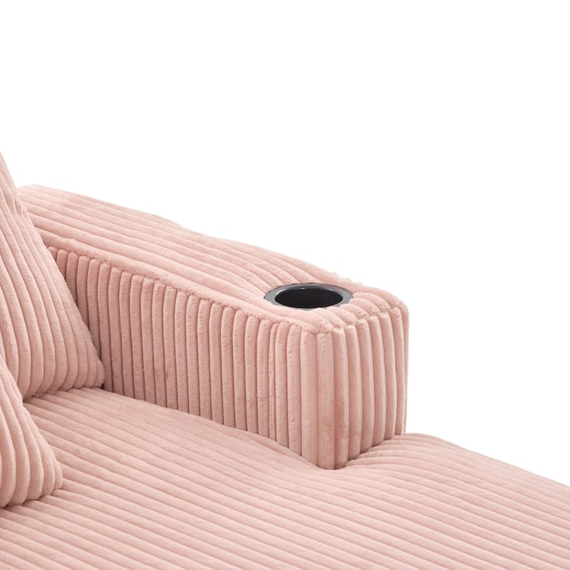 Recliner Sofa Loveseat with Chaise Lounge, Sleeper Sofa with USB & Type-C Charging Ports, Sofa Bed with Cup Holders