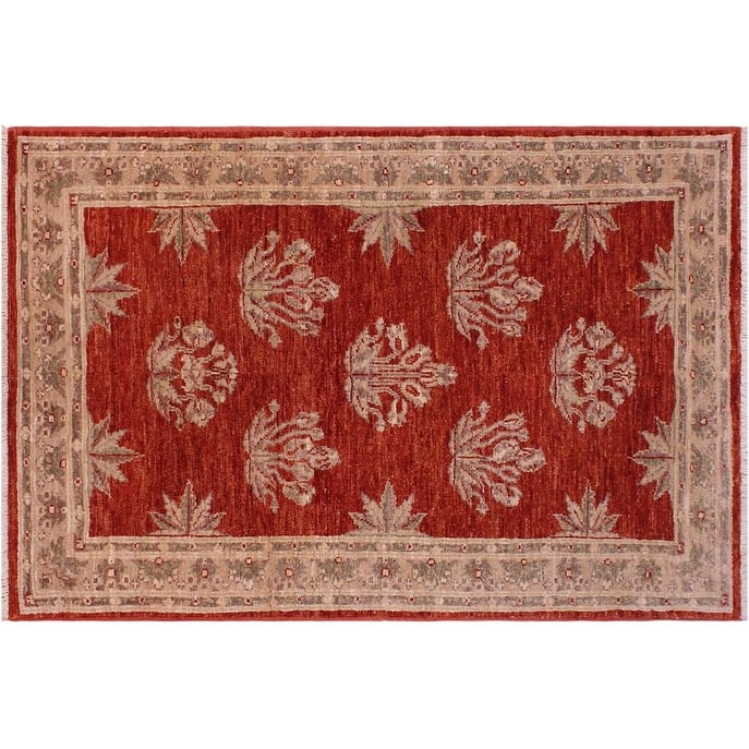 Oriental Ziegler Roma Red Tan Hand-Knotted Wool Rug - 3'2'' x 5'0''