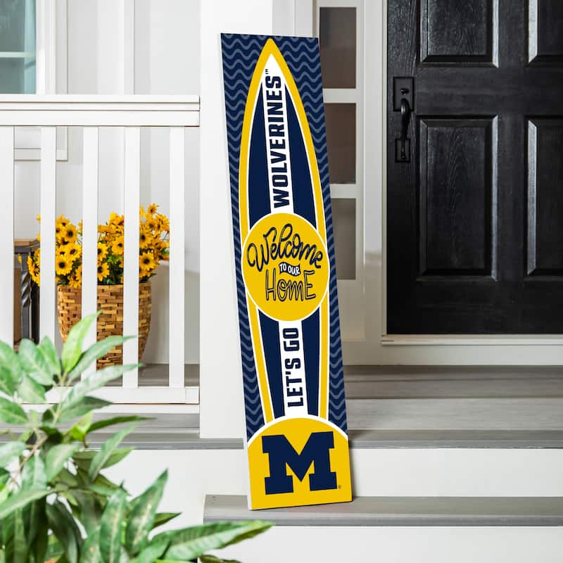 47" Porch Leaner Welcome Wall Sign, University Of Michigan - Blue