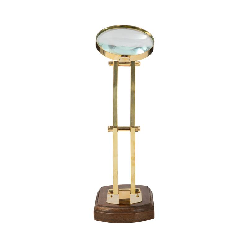 Sagebrook Home 16" Kane Wood Base Magnifying Glass, Gold - 6" x 4" x 16"