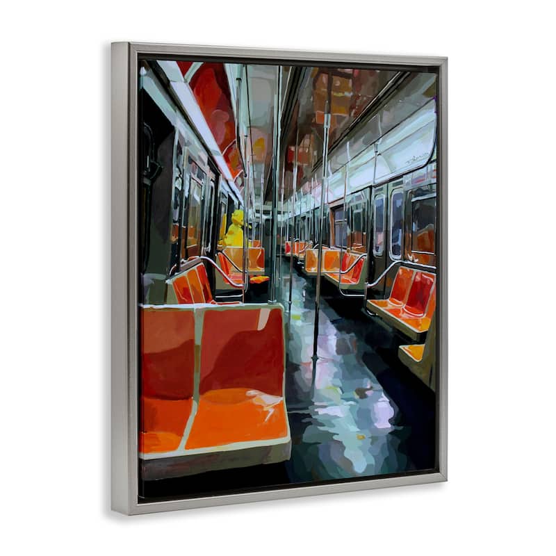 Stupell Bird Character in Subway Train Framed Floater Canvas Wall Art Design By Keith Thomson