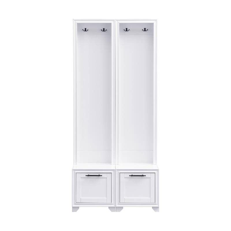 Modern Freestanding Coat Rack Set, Multi-Functional 3-in-1 Coat Rack with Bench, 2 Drawers and Hooks, for Hallways