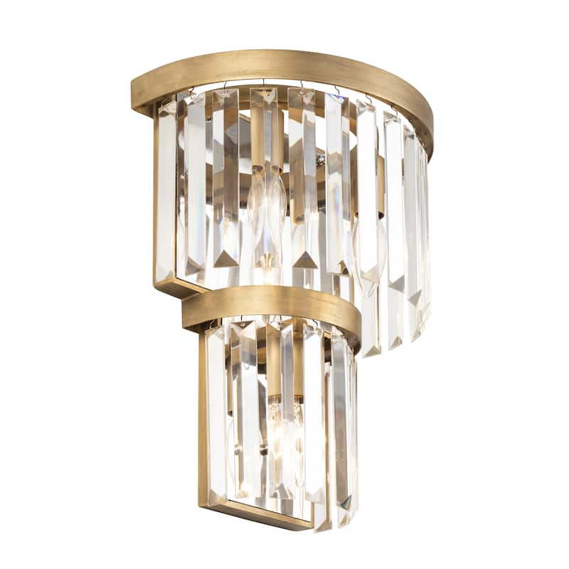 Varaluz Social Club 3-Light 2-Tier Crystal Wall Sconce - Havana Gold