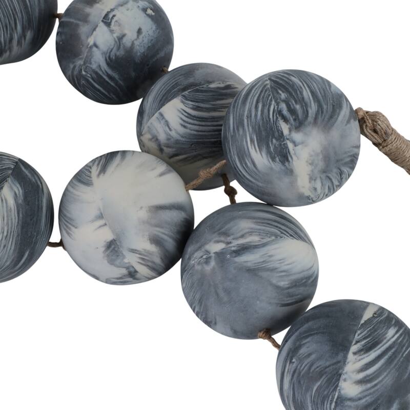 Resin Decorative Bead Sculpture Marbled Finish Contemporary - 3" Black - 49" x 3" x 3"