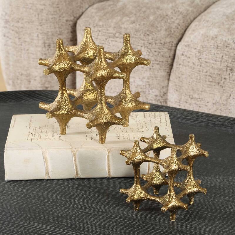 Uttermost Gilded Connection Modern Sculptures (Set of 2) - 6.50" W x 6.50" H x 6.50" D