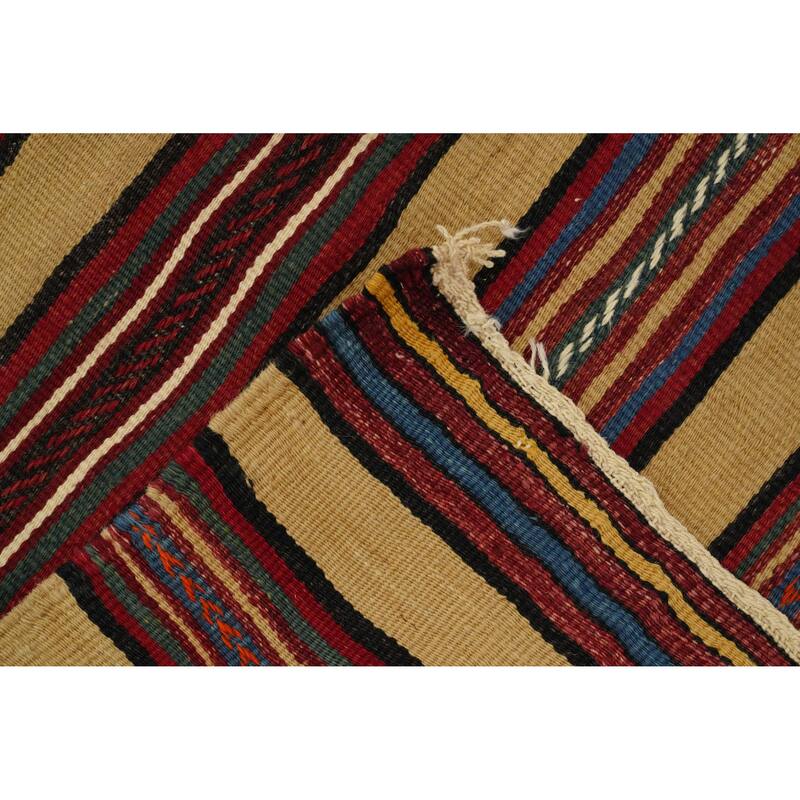 Hand Woven Oriental 100% Wool Carpet Southwestern Geometric Multi-Colored Kilim Area Rug - 8' 5'' X 4' 8''