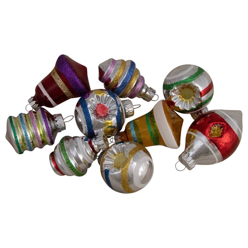 9ct Silver and Gold Glass 2-Finish Glittered Christmas Ornaments 2.5"