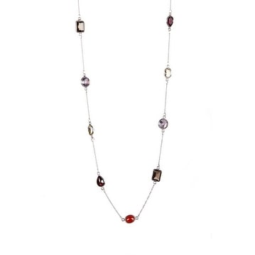 station silver necklaces gemstone sterling multi