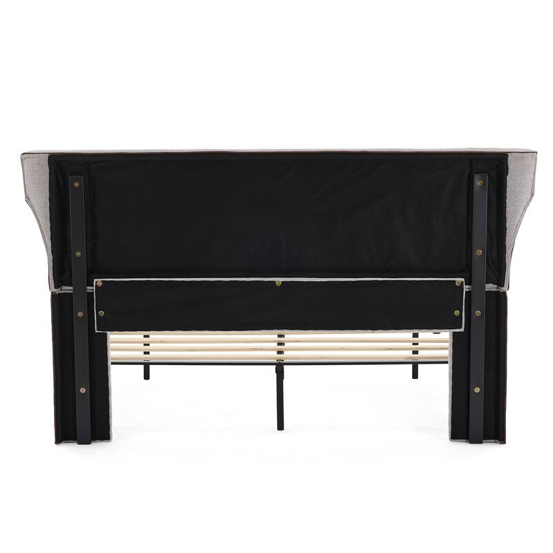 Christopher Knight Home - Aveline Modern Upholstered Platform Bed with Curved Back Headboard and Button Tufted Design