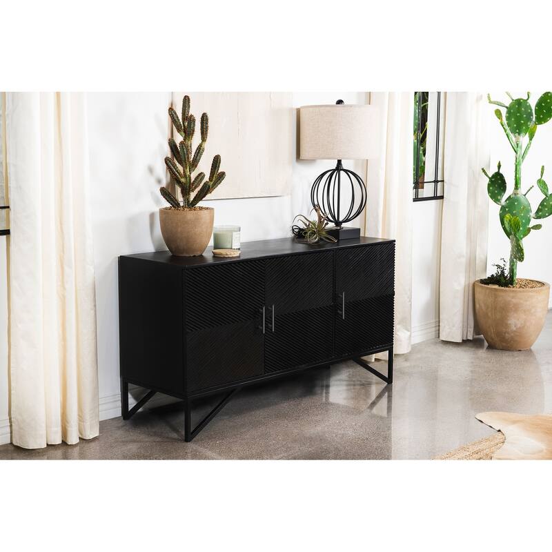 Riddell Wood Reeding Accent Cabinet Matte Black