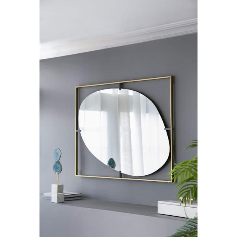 Rectangular Framed Oval Wall Mirror - 40.25" - Gold