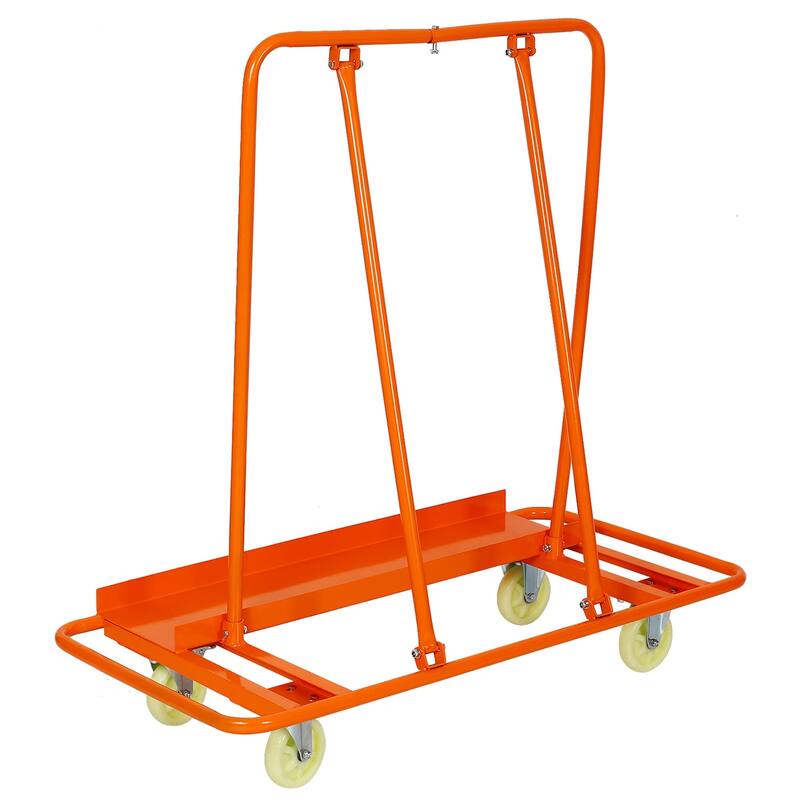 Heavy-Duty Drywall Cart with 1600 lb. Load Capacity and Brake - Orange