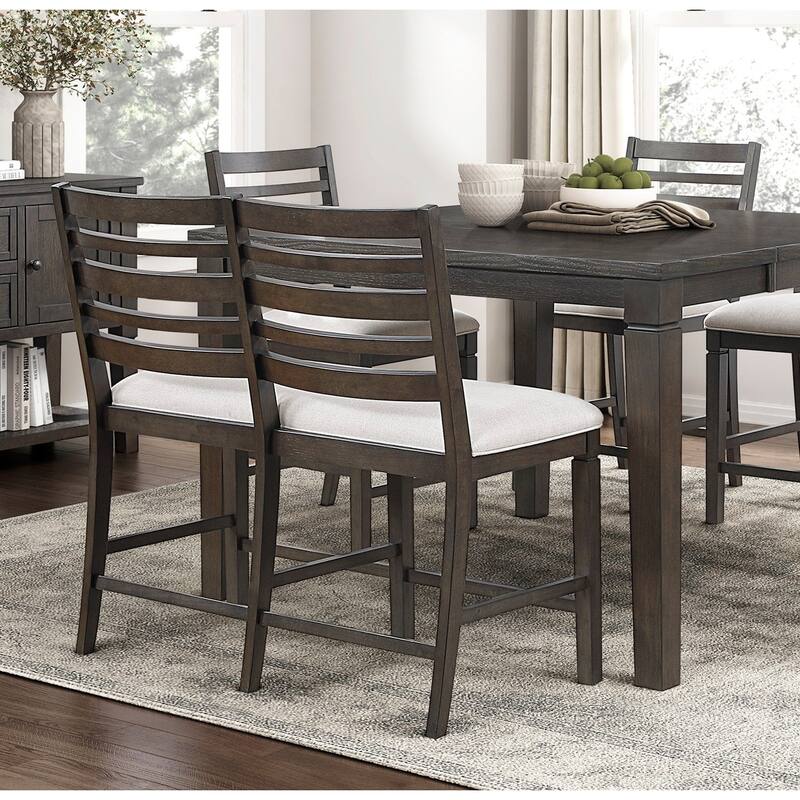 Dark Espresso Finish Counter Height Dining Furniture Set Extendable Table Upholstered Bench Chairs
