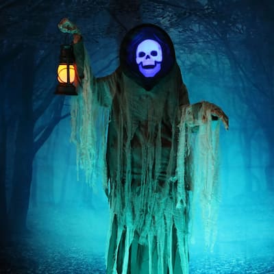 Haunted Hill Farm Cloud the Looming Phantom, Premium Talking Halloween Animatronic for Standing or Hanging, Plug-In