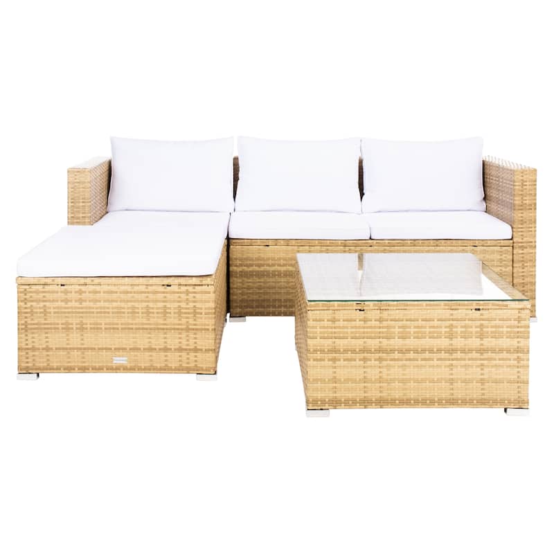 SAFAVIEH Outdoor Patio Furniture Lainey 3-Piece Sectional Conversation Set - 51W x 26D x 27H