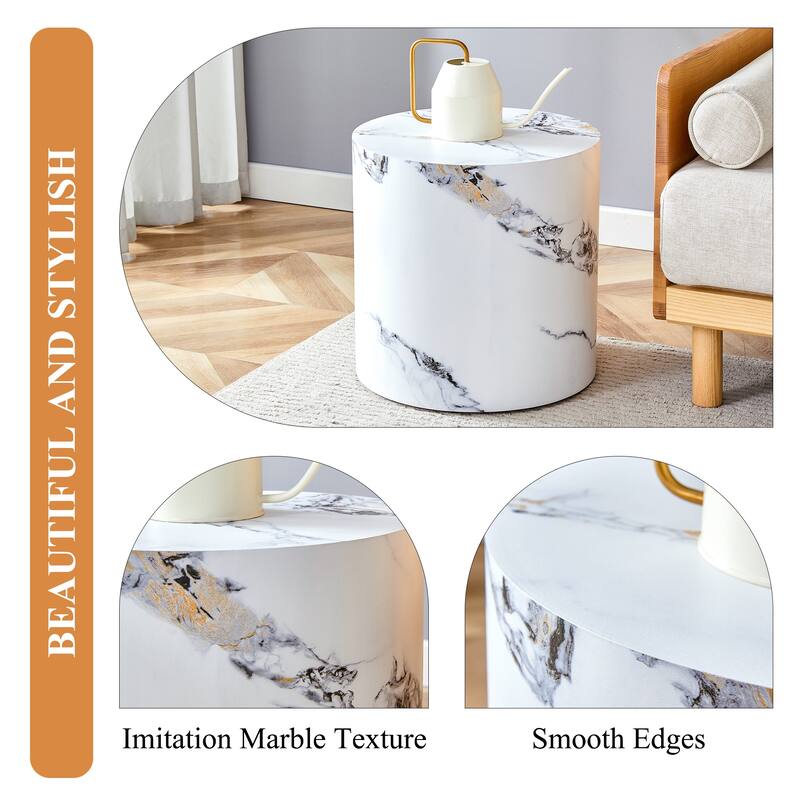 The cylindrical table with its patterned design can be easily integrated into a variety of interior styles, small dining tables