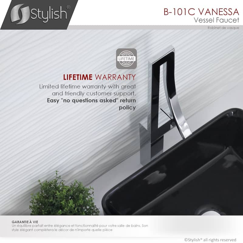 STYLISH Single Handle Bathroom Faucet for Single Hole Brass Vessel Mixer Tap - Faucet Height: 17 1/2" | Spout Height: 8"