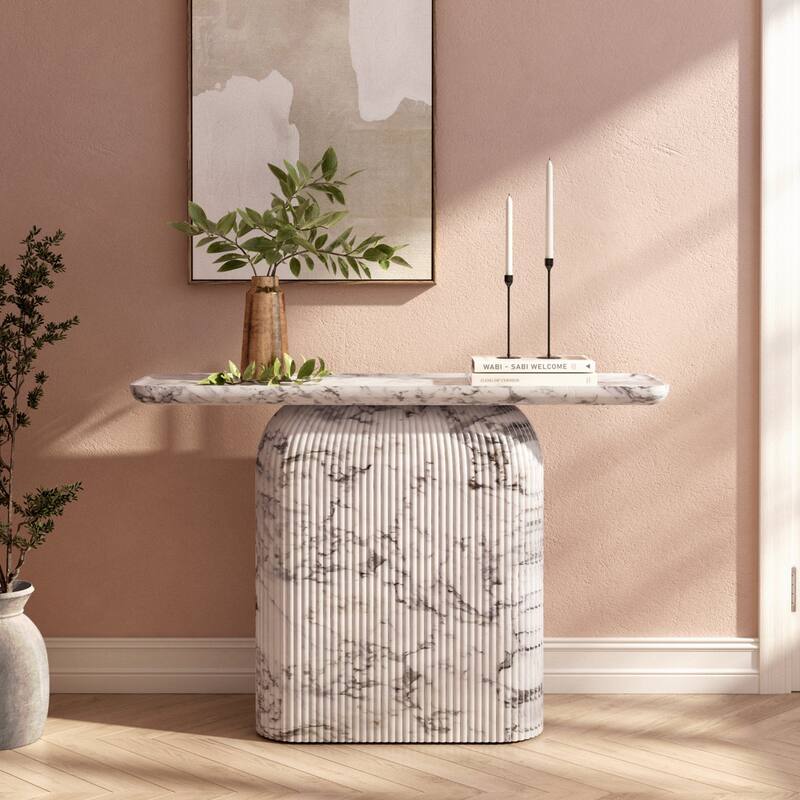 Studio London Capri Console Modern Hallway and Sofa Accent Table - White