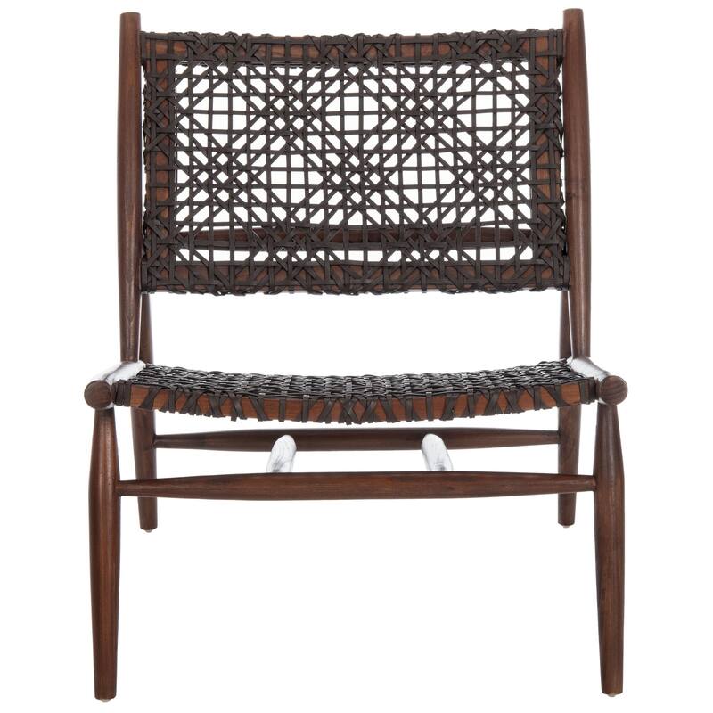 SAFAVIEH Bandelier Open Leather Weave Squared Accent Chair. - 26" W x 32" D x 31" H