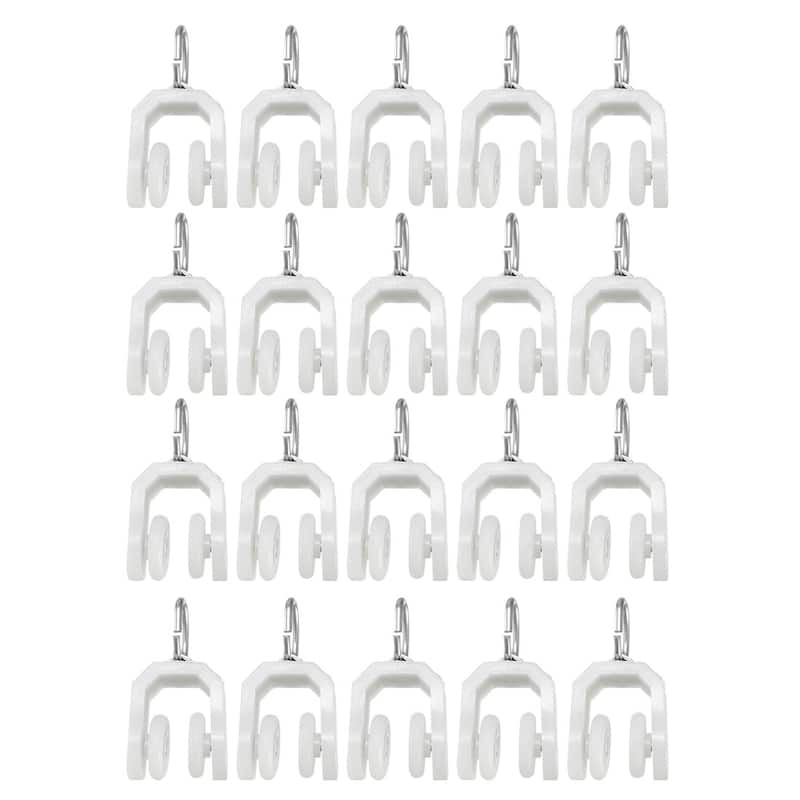 Curtain Track Rollers Stainless Steel Frame Wheeled Carrier 14mm 20Pcs - Silver Tone, White