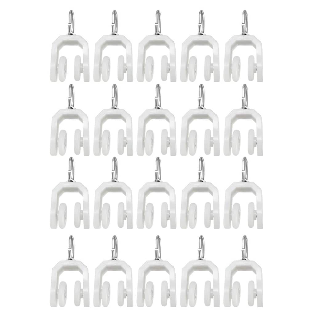 Curtain Track Rollers Stainless Steel Frame Wheeled Carrier 14mm 20Pcs - Silver Tone, White