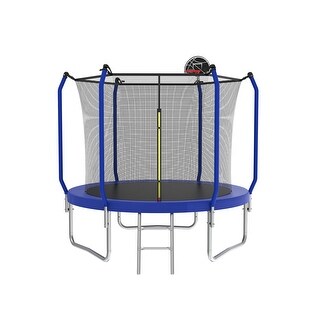 Trampoline with Basketball Hoop, Outdoor Trampoline with Enclosure Net