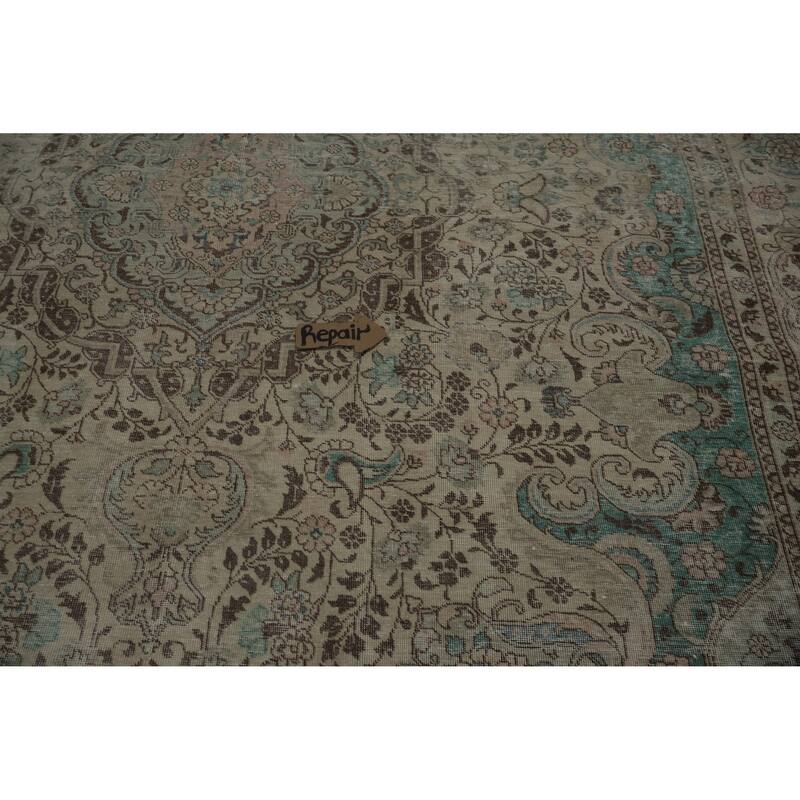 Hand Knotted Oriental 100% Wool Carpet Traditional Floral Beige & Ivories Kashmar Area Rug - 12' 0'' X 9' 7''