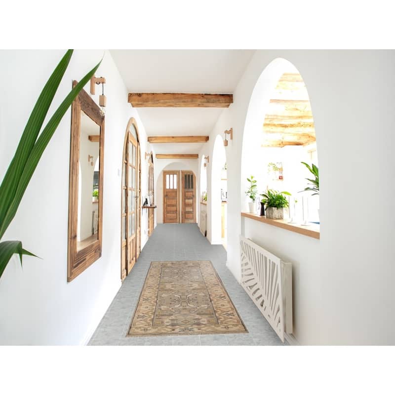 Oushak Indian Runner Rug Hand-Knotted Transitional Wool Carpet - 2'6"x 7'10"