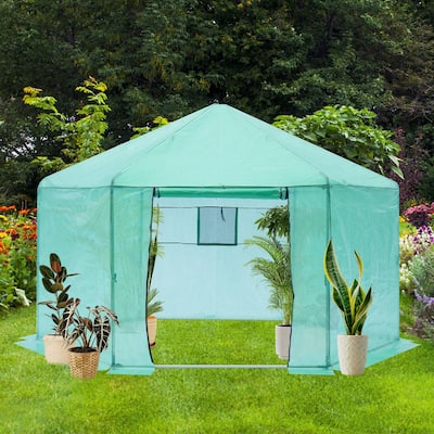 Walk-In Greenhouse Hexagonal Reinforced Frame Heavy Duty Plastic Greenhouse