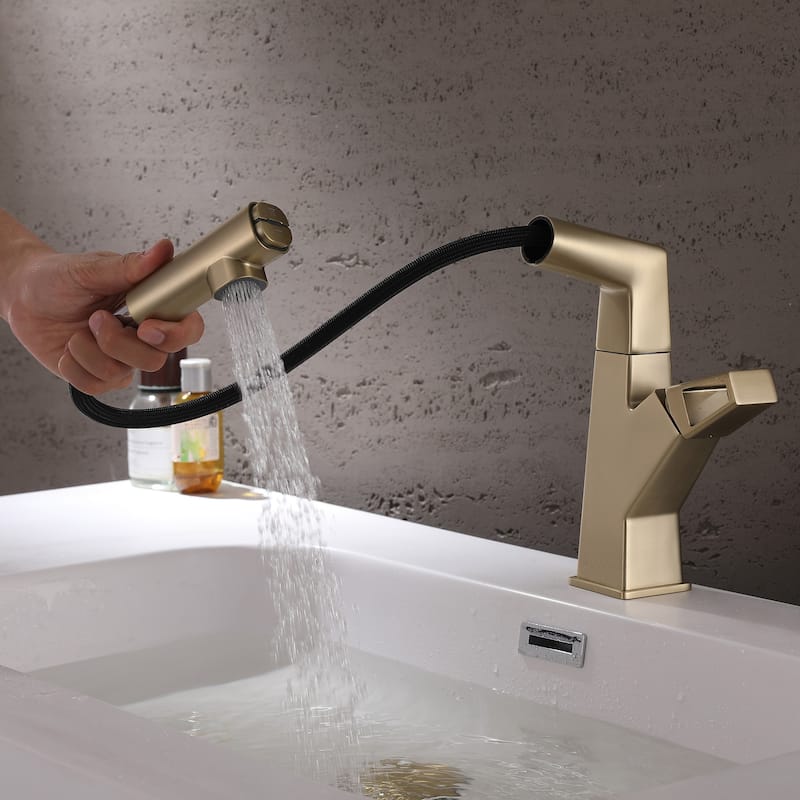 Single Handle Bathroom Faucet with Pull Out Sprayer Single Hole Bathroom Sink Faucets Modern Basin Vanity Taps