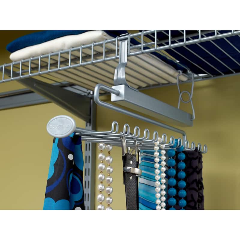 ClosetMaid 24Hook Sliding Tie & Belt Rack Wire Shelving Accessory On