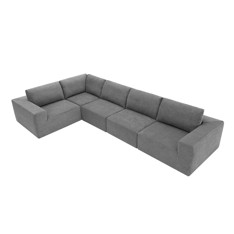116"x116" Terrycloth Modular Sectional Sofa (5-Piece, No Assembly)