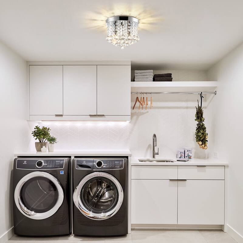 Crystal Flush Mount Ceiling Light Crystal Chandeliers with Crystal Pendant E12 - 2-Light