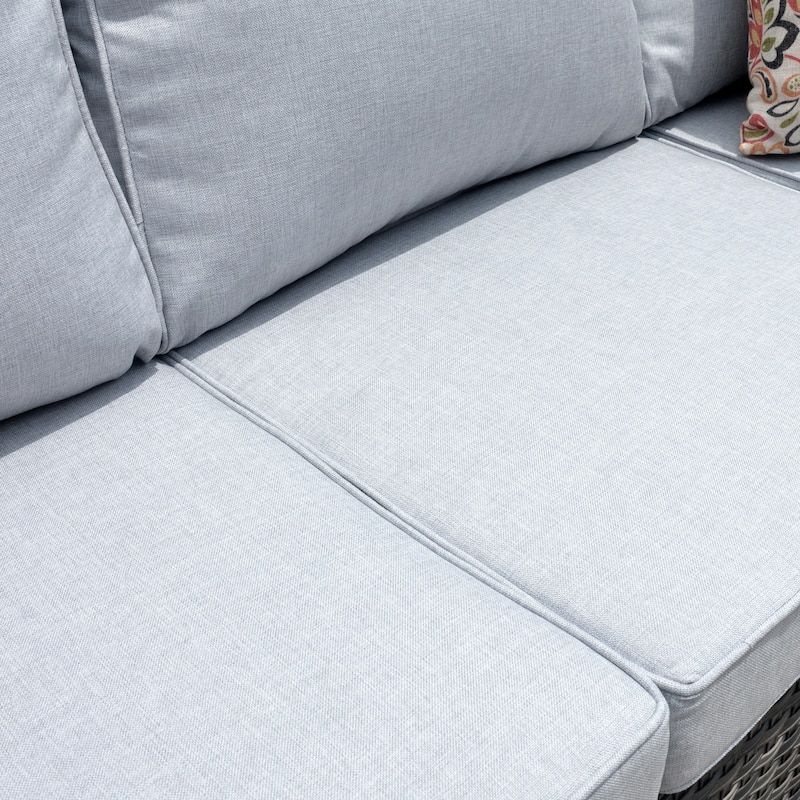 OVIOS Patio Outdoor Grey Wicker Loveseat
