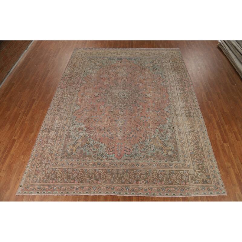 Floral Tabriz Persian Area Rug Handmade Living Room Wool Carpet - 9'8"x 12'7"