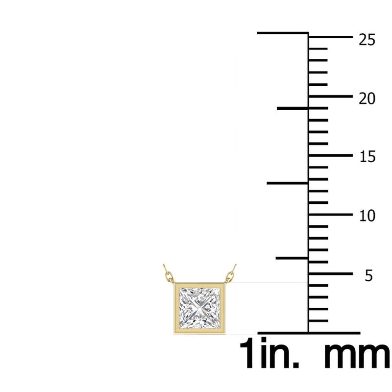 Marquee Lab Grown 1/2 Carat Princess Cut Bezel Set Diamond Solitaire Pendant in 14K Yellow Gold