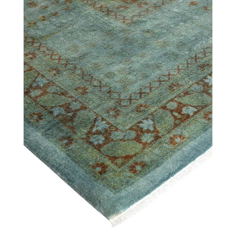 Overton Hand Knotted Wool Vintage Inspired Modern Contemporary Overdyed Gray Area Rug - 9' 4" x 12' 4"