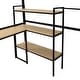 preview thumbnail 8 of 10, Full Size Metal Loft Bed with Staircase, Built-in Desk and Shelves in Black