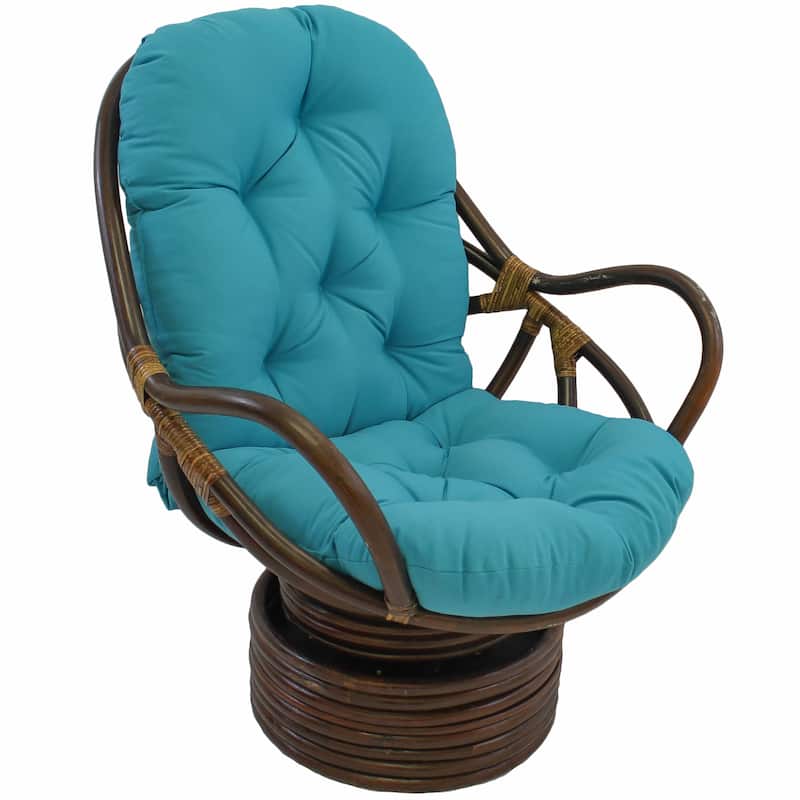 48-inch by 24-inch Twill Indoor Seat/Back Rocker Cushion (Cushion Only) - 48 x 24 - Aqua Blue