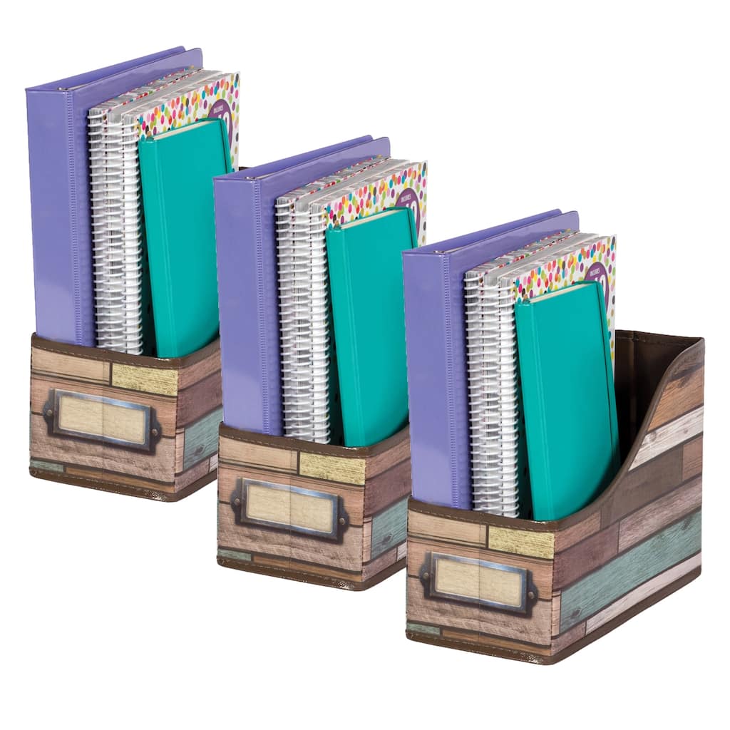 Teacher Created Resources Reclaimed Wood Design Book Bin, Pack of 3