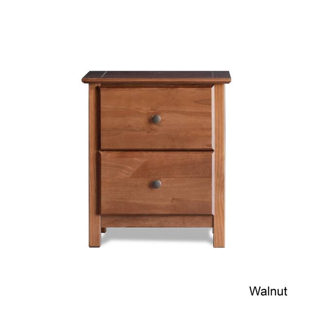 Grain Wood Furniture Shaker 2-drawer Solid Wood Nightstand - Walnut