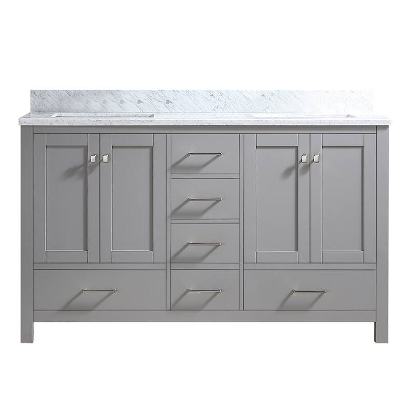Prismosaic 60 in. Lunar Gray Vanity with Countertop & Splash, Double Sinks