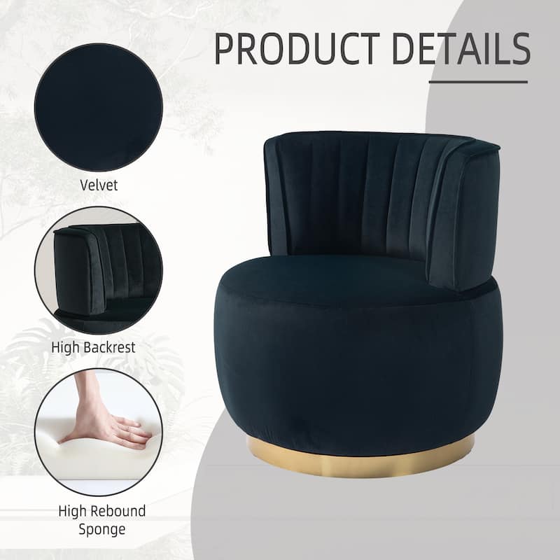 360 Degree Swivel Round Barrel Accent Sofa Arm Chairs.