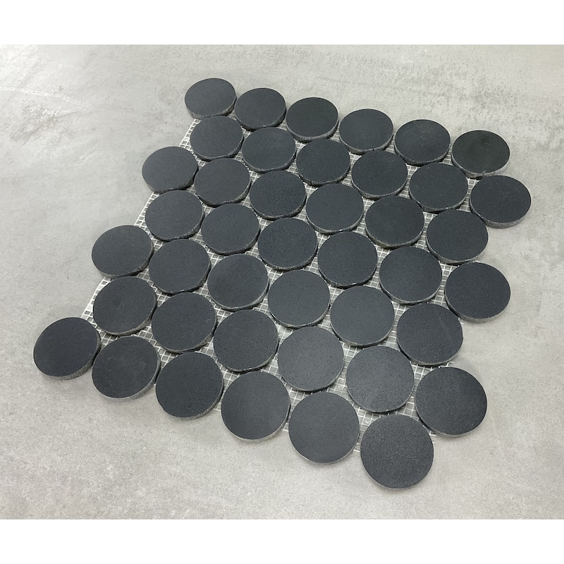 Basalt 1 7/8" Round Natural Stone Mosaic Wall And Floor Tile