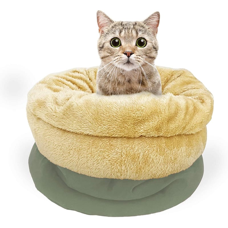GOOPAWS 4 in 1 Self Warming Burrow Cat Bed
