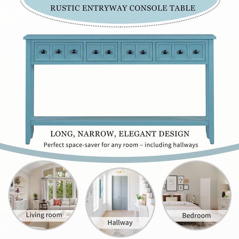 Rustic Entryway Console Table(Turquoise Green)