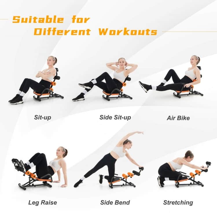 Core Fitness Abdominal Trainer Crunch Exercise Bench Machine - 23.6" x 21.5" x 25.5"-27.5" (L x W x H)